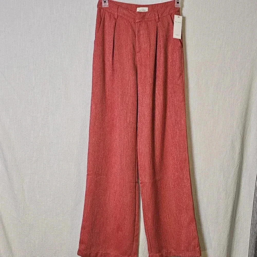 Aura Business Girl Porcelain Rose  Pants SZ M Wide Leg, Career, Preppy